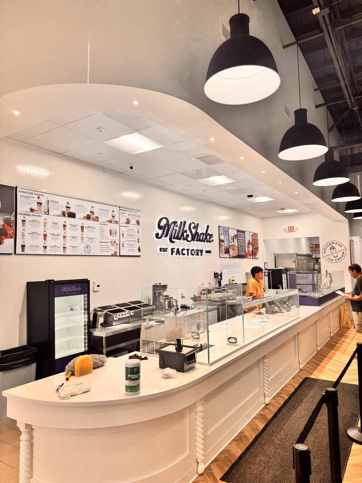 After — finished MilkShake Factory Chandler interior with completed service counter, brand finishes, and customer-ready fixtures